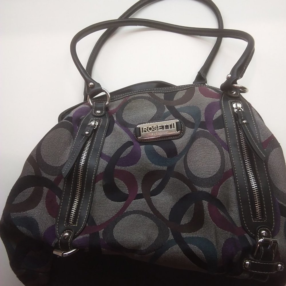 Rosetti Black, Burgundy, and Gray Shoulder Bag